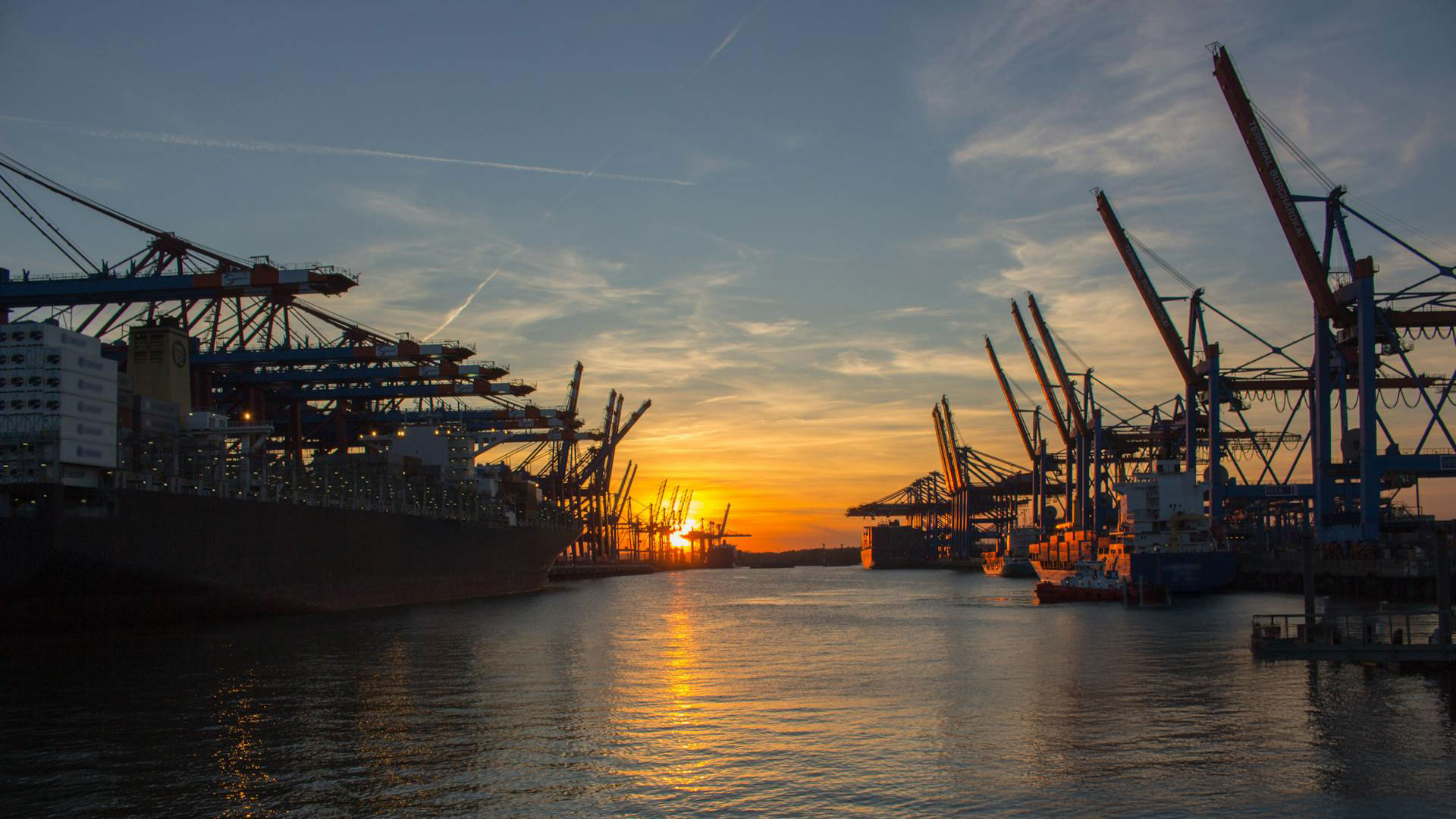 a large cargo ship in a port